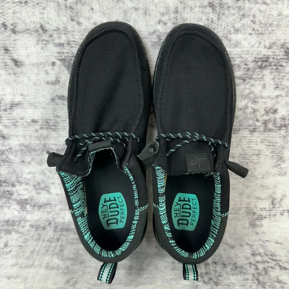 Hey Dude Dude Perfect x Wally Funk Men's 12 Teal Black‎ Slip-On Shoes 42886-3WT
